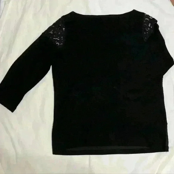 🌻ANN TAYLOR Black Merino Wool Blend Lace 3/4 Sweater - Picture 5 of 5
